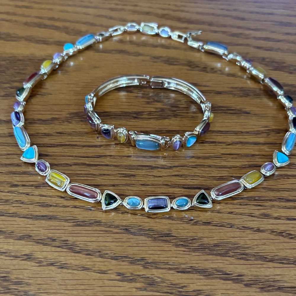 Monet Gold Bracelet with Colorful Gemstones